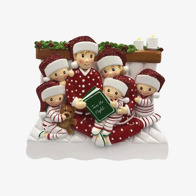 Reading In Bed Family of 6 Ornament