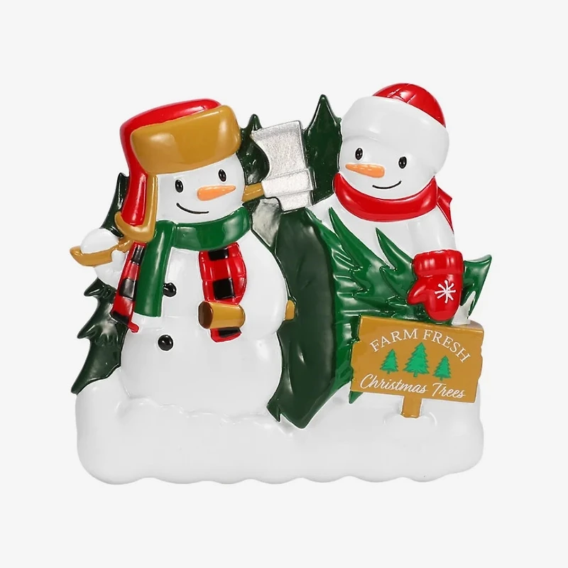 Christmas Tree Farm Snowman Family of 2 Ornament