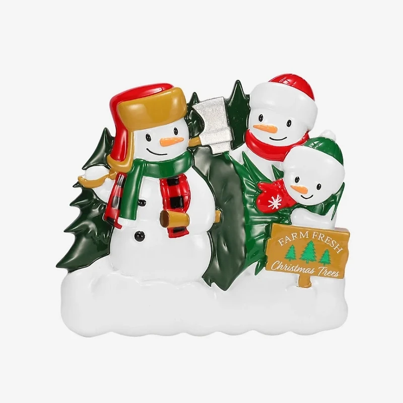 Christmas Tree Farm Snowman Family of Ornament