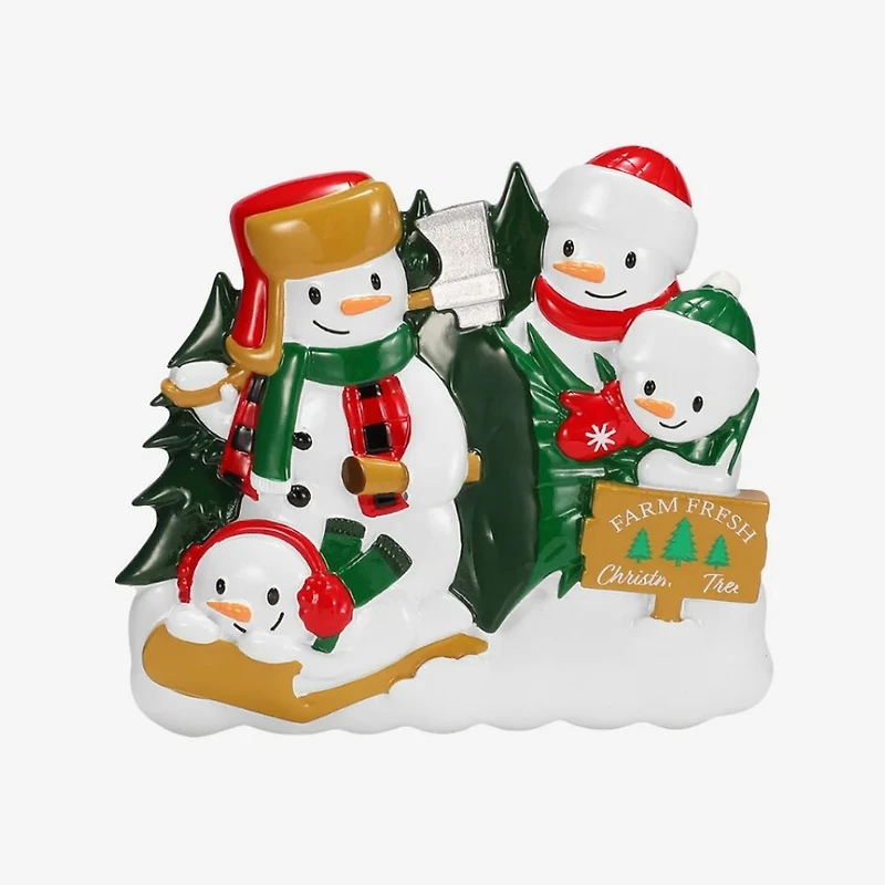Christmas Tree Farm Snowman Family of 4 Ornament