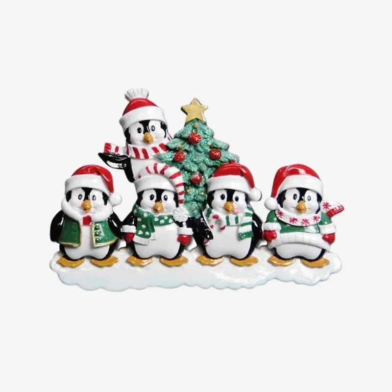 Winter Penguin Family of Ornament