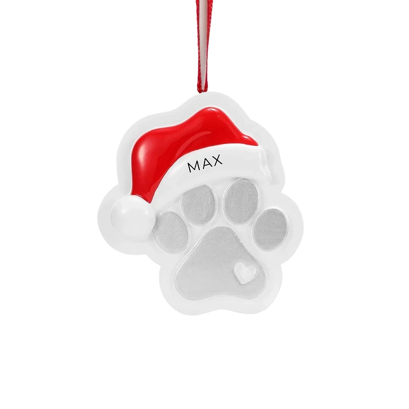 Paw Print with Santa Hat Ornament