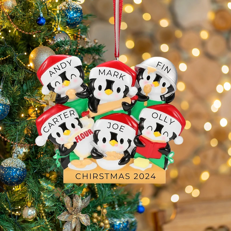 Penguin Baking Family of 6 Ornament