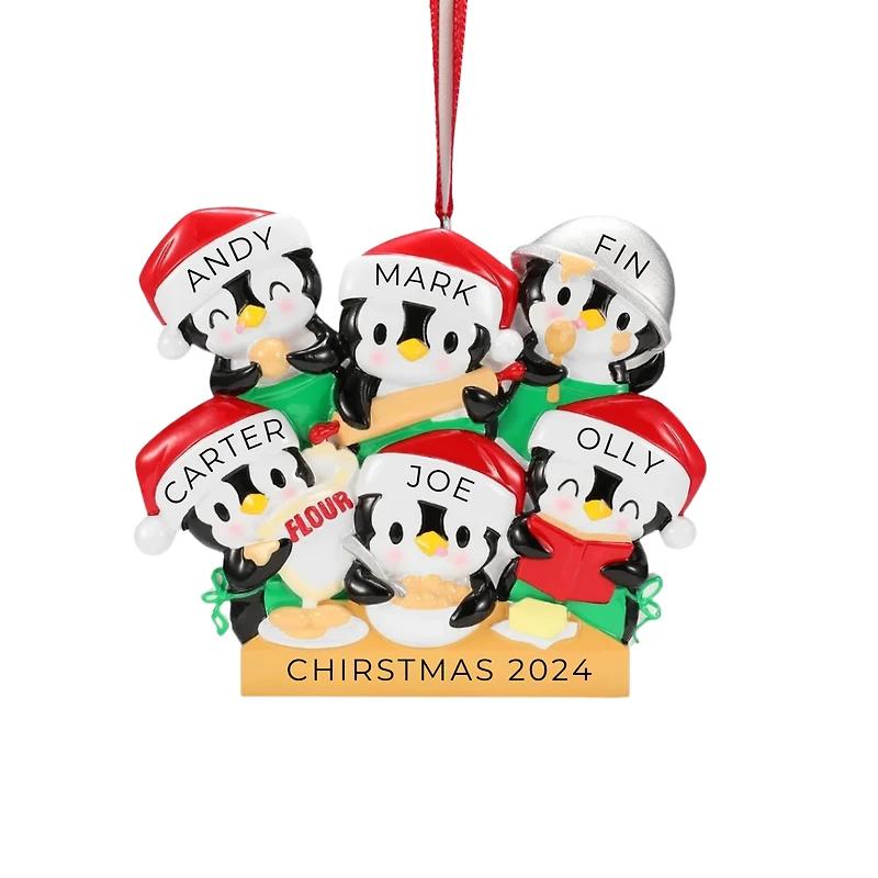 Penguin Baking Family of 6 Ornament