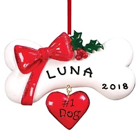 #1 Dog Bone with Bow Ornament