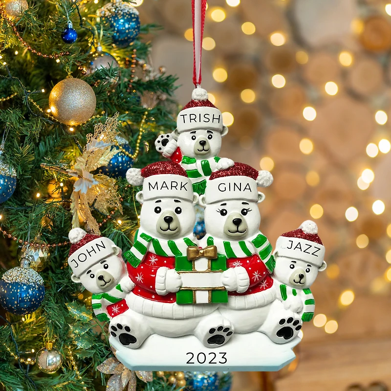 Polar Bear Family of 5 Ornament