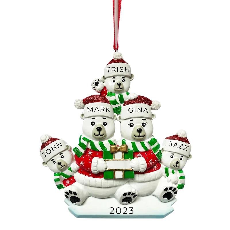 Polar Bear Family of 5 Ornament