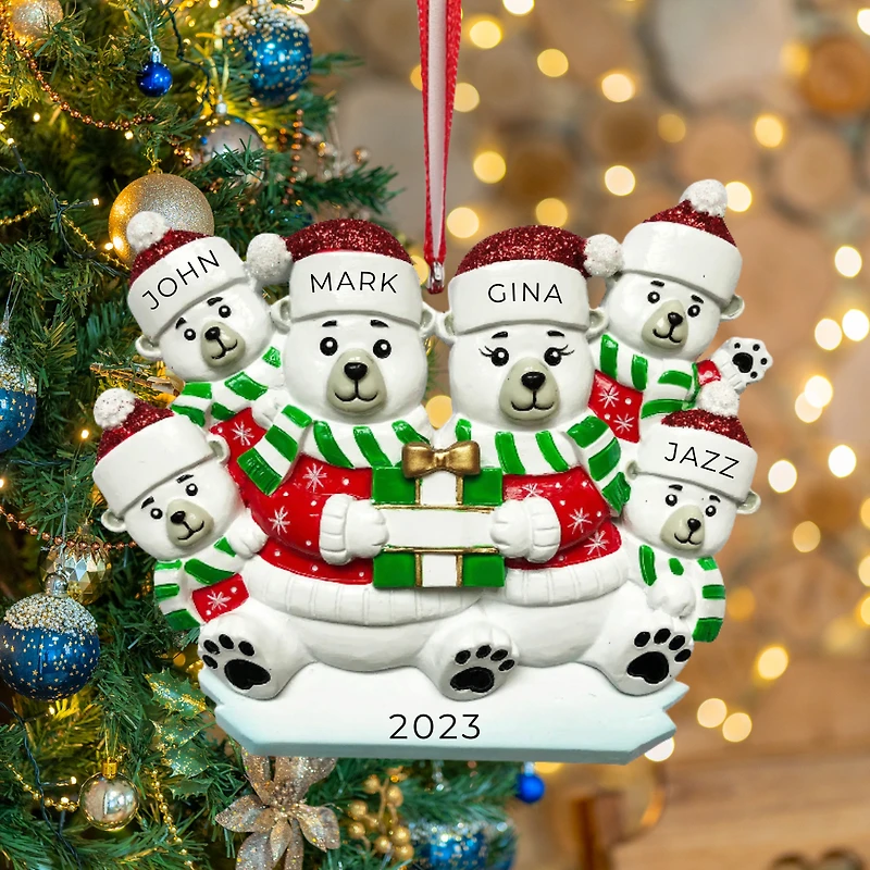 Polar Bear Family of 6 Ornament