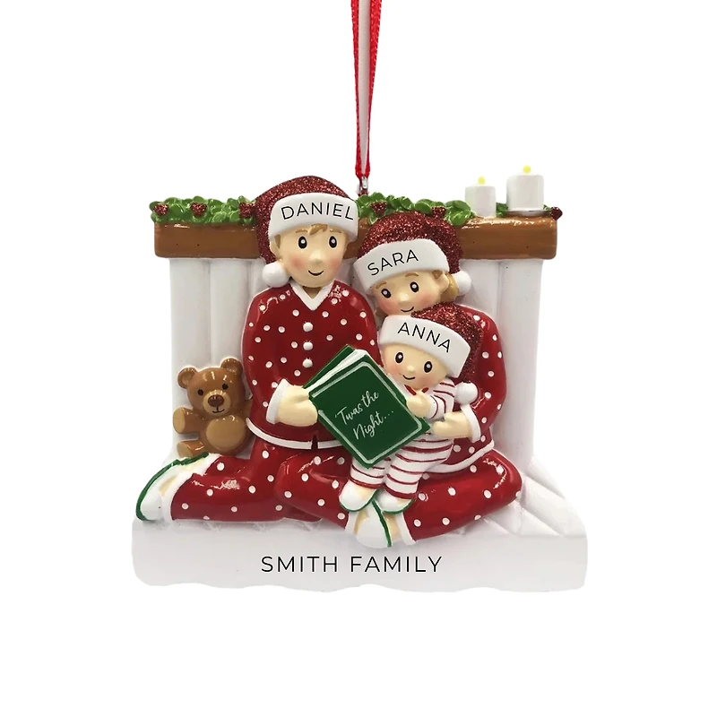 Reading In Bed Family of 3 Ornament