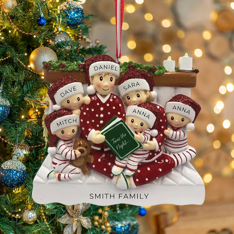 Reading In Bed Family of 6 Ornament