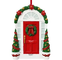 Red door with Wreath Ornament