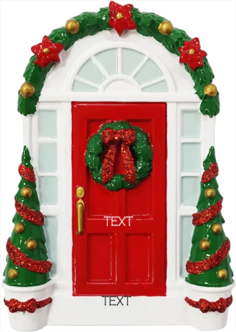 Red door with Wreath Ornament