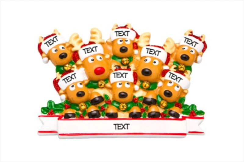 Reindeer Family of 8 Ornament