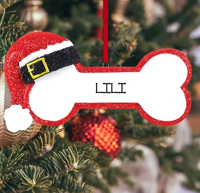 Santa Dog Bone Ornament