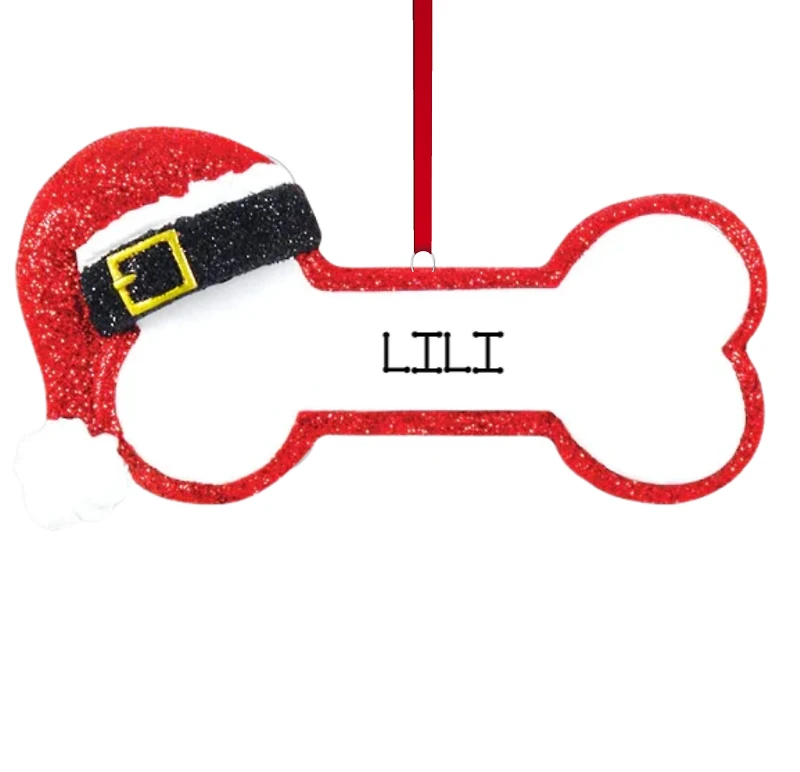 Santa Dog Bone Ornament