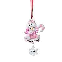 Snowbaby with Candy Cane - Pink Ornament