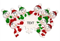 Snowman Snowflake Family of 9 Ornament