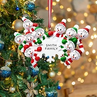 Snowman Snowflake Family of 9 Ornament