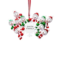 Snowman Snowflake Family of 9 Ornament