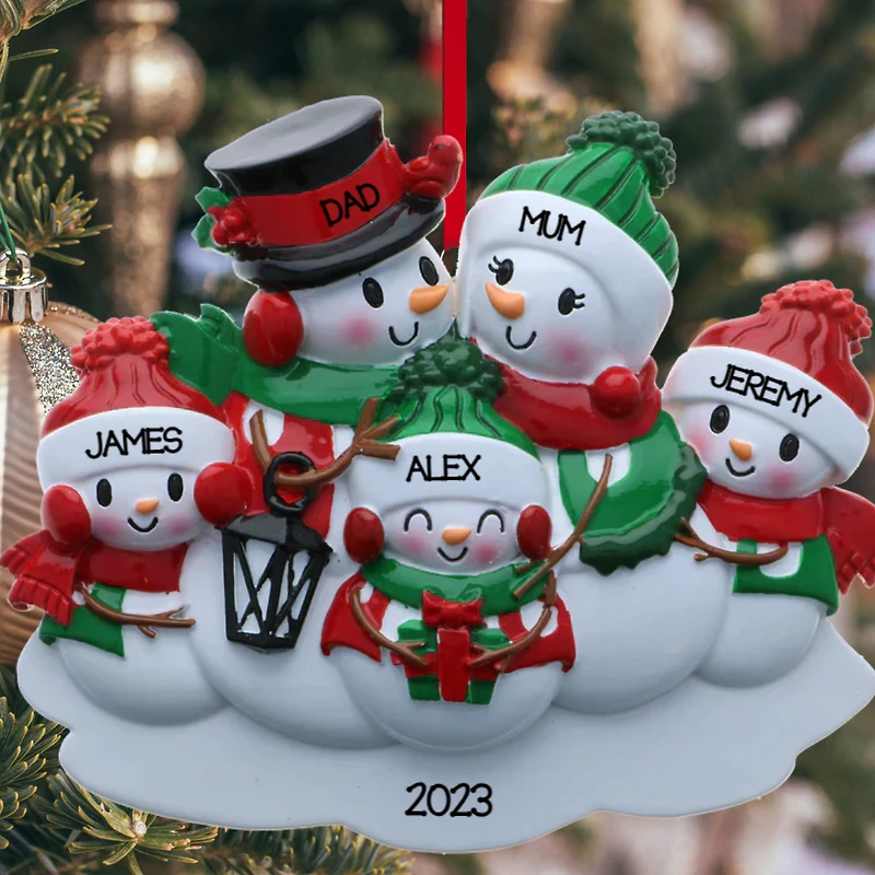 Snowman family - Family of 5 Ornament