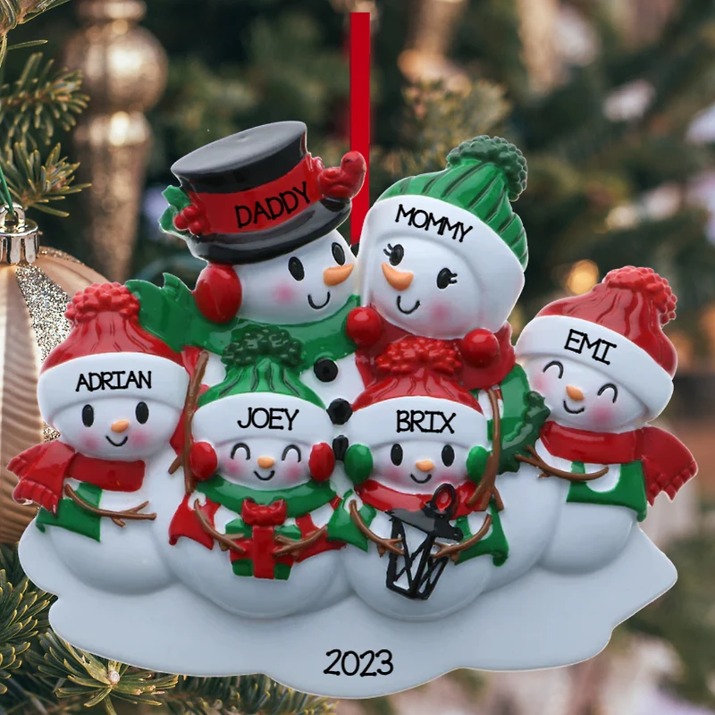 Snowman family - Family of 6 Ornament