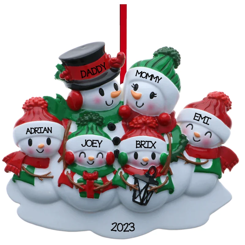 Snowman family - Family of 6 Ornament