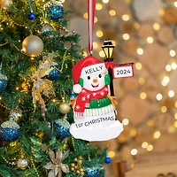 Snowman with Light Post Ornament