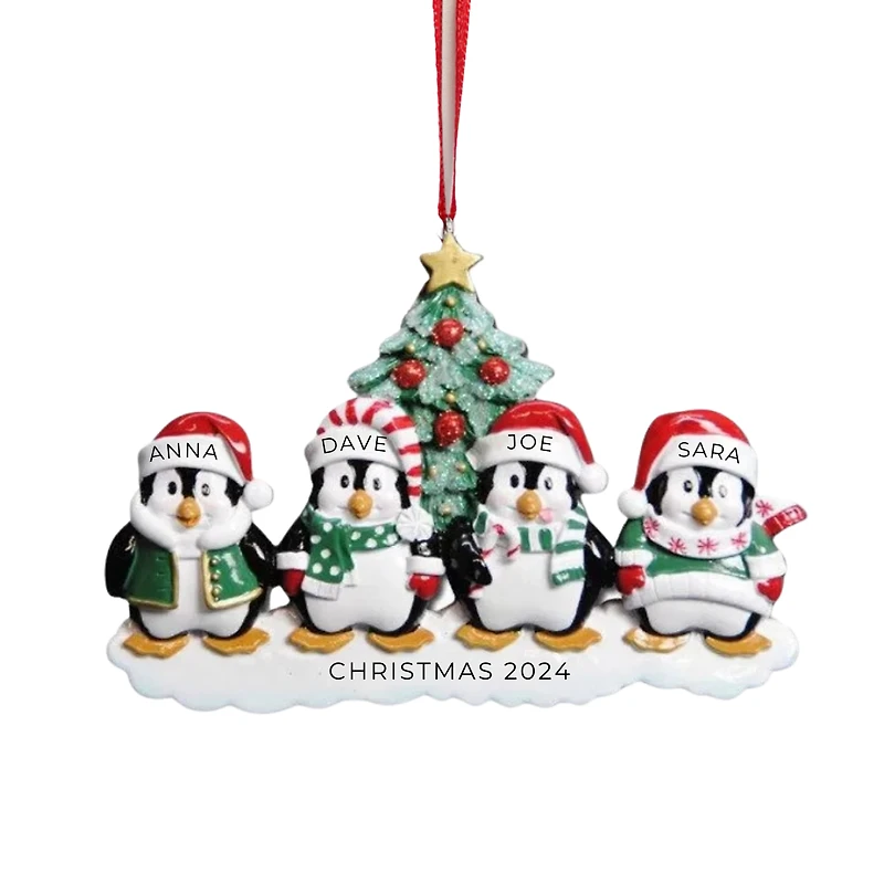 Winter Penguin Family of Ornament