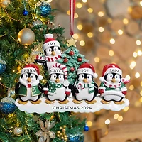 Winter Penguin Family of Ornament