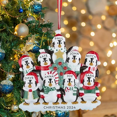 Winter Penguin Family of 9 Ornament