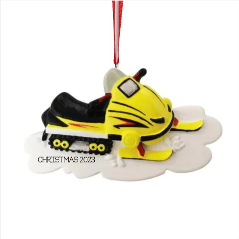 Yellow Snow Mobile Ornament