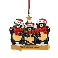 Bears with Scarf & Santa Hat Family of 3 Ornament
