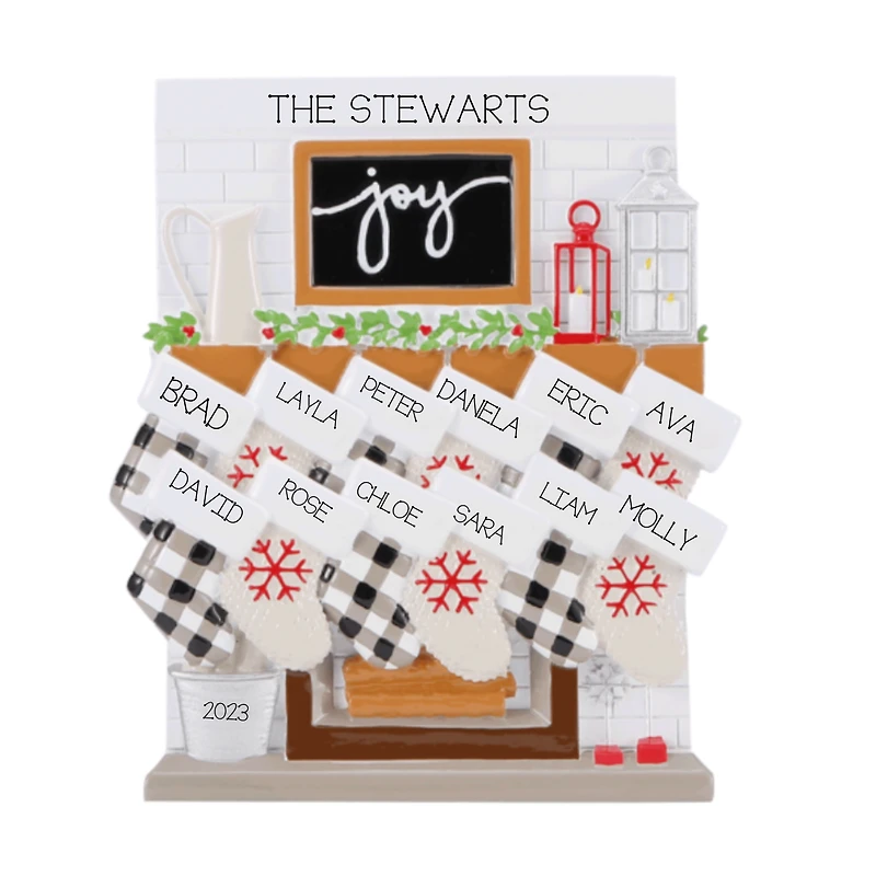 Mantle Stocking Family of 12 Ornament