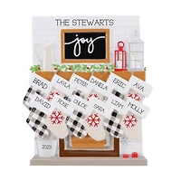 Mantle Stocking Family of 12 Ornament