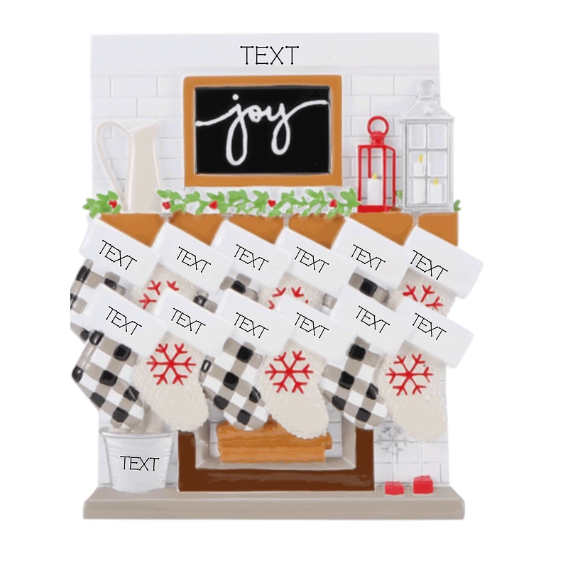Mantle Stocking Family of 12 Ornament