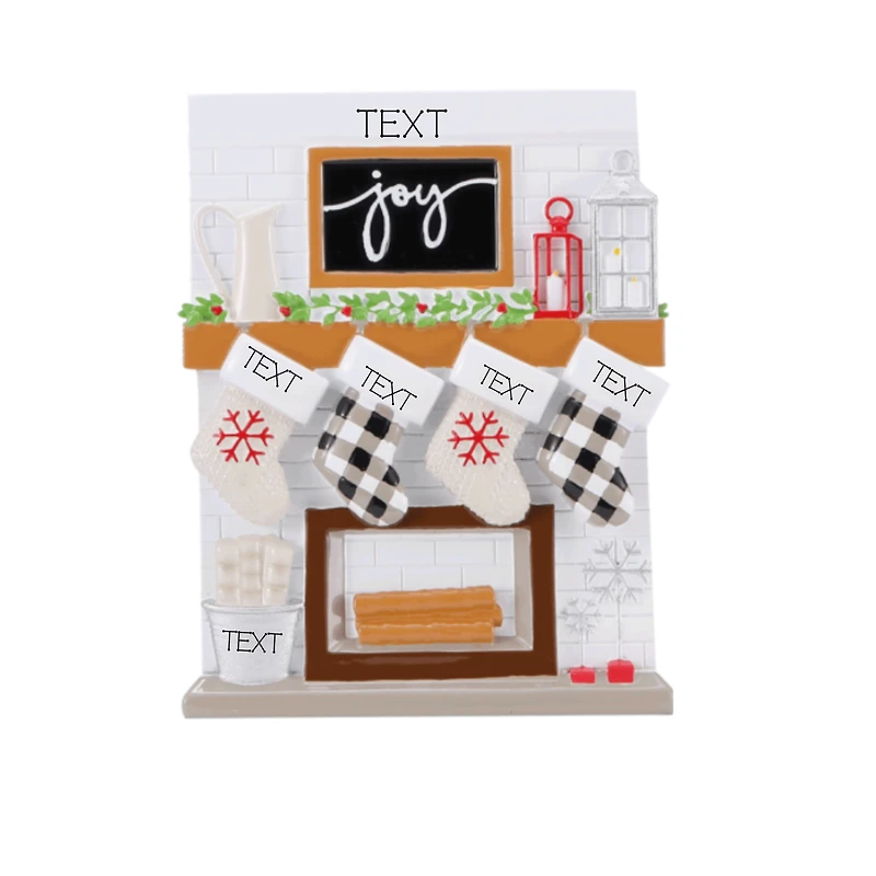 Mantle Stocking Family of 4 Ornament