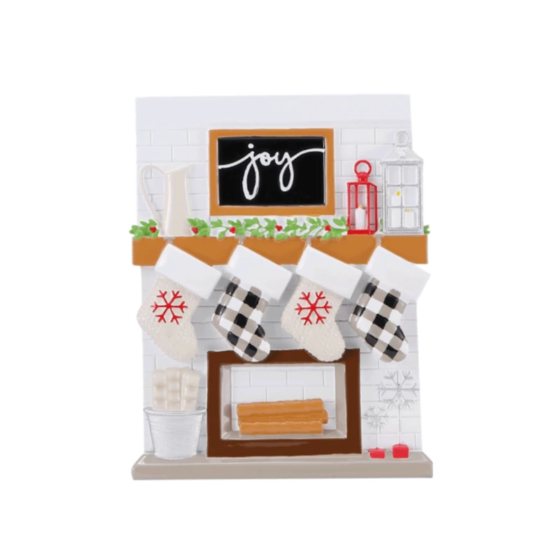 Mantle Stocking Family of 4 Ornament