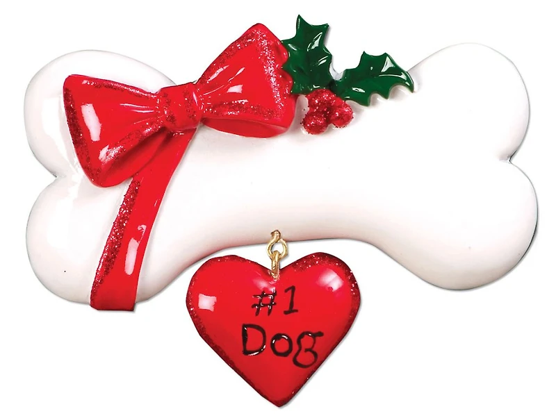 #1 Dog Bone with Bow Ornament