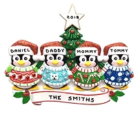 Christmas Sweater Penguin Family of 4 Ornament