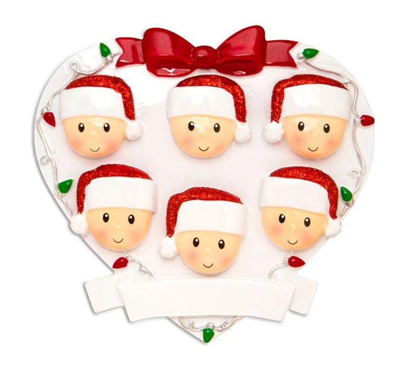 Family Head On Hearts Family of Ornament