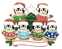 Christmas Sweater Penguin Family of 6 Ornament