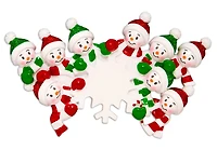 Snowman Snowflake Family of 9 Ornament