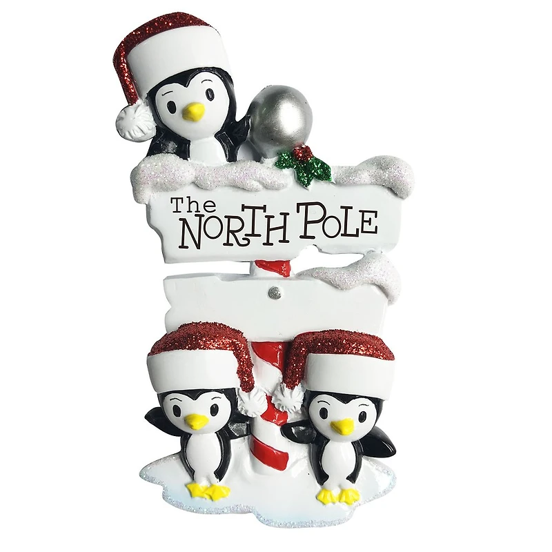 North Pole Penguin family of 3 Ornament