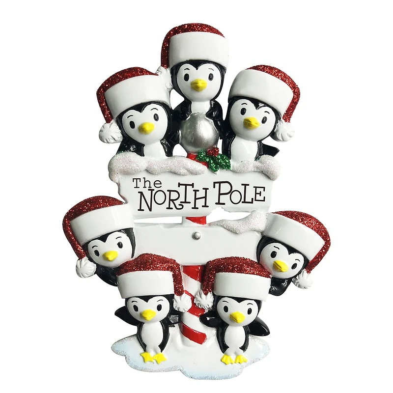North Pole Penguin Family of 7 Ornament