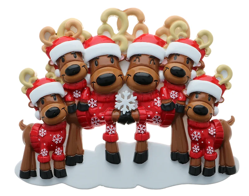 Mr & Mrs Reindeer Family of 6 Ornament