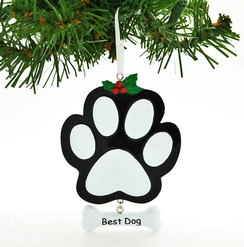 Best Dog Paw - Black Ornament
