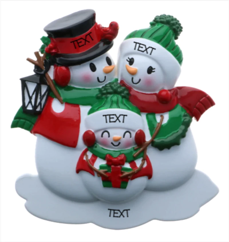 Snowman family - Family of 3 Ornament