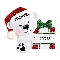 Baby Bear Hold Present Ornament