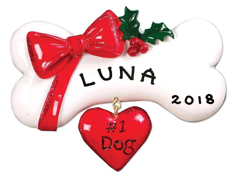 #1 Dog Bone with Bow Ornament