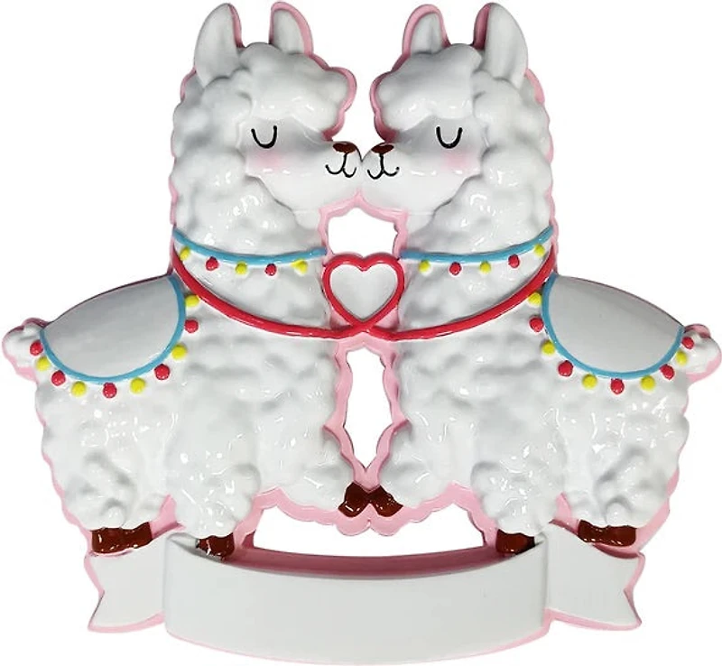 Llama Couple kissing Ornament